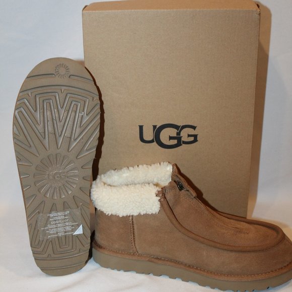 NIB UGG WOMEN'S ZIP FRONT SUEDE SHEARLING LINED‎ FUNKARRA ANKLE BOOTS CHESTNUT - Picture 7 of 7